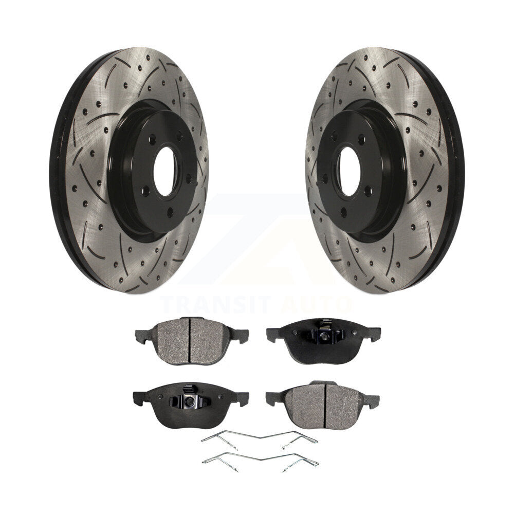 Kit de plaquettes semi-métalliques de Rotor de frein à disque de fente de forage avant pour Ford Transit Connect