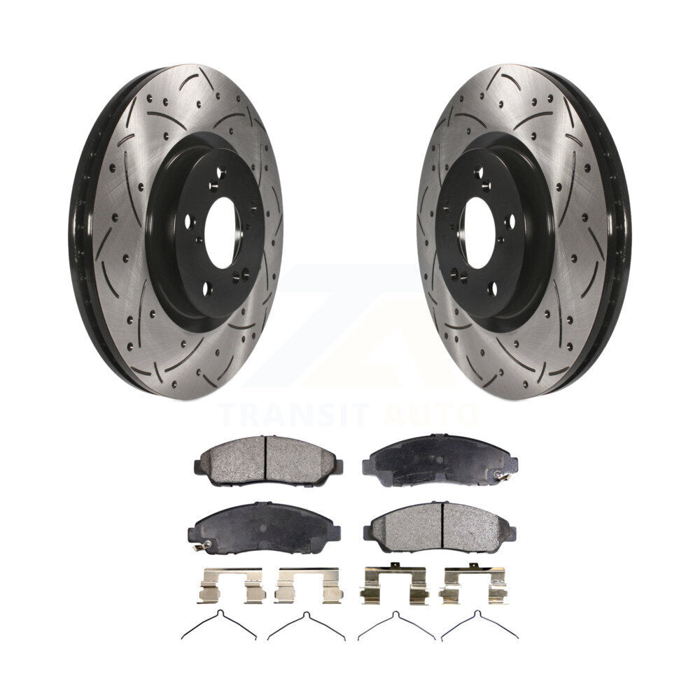Kit de plaquettes semi-métalliques de Rotor de frein de fente de forage avant pour Honda Pilot Acura MDX RL