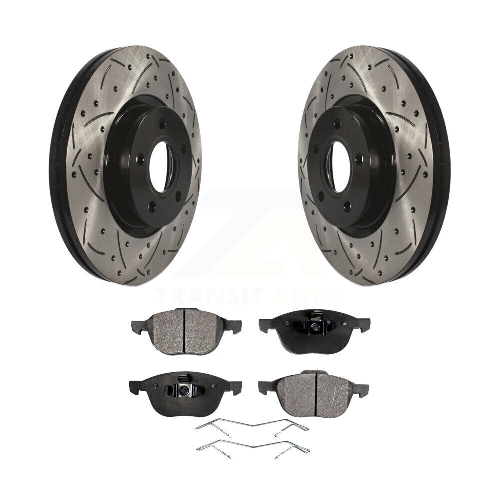 Kit de plaquettes semi-métalliques de Rotor de frein à fente avant percée, pour Ford Escape Volvo c-ma
