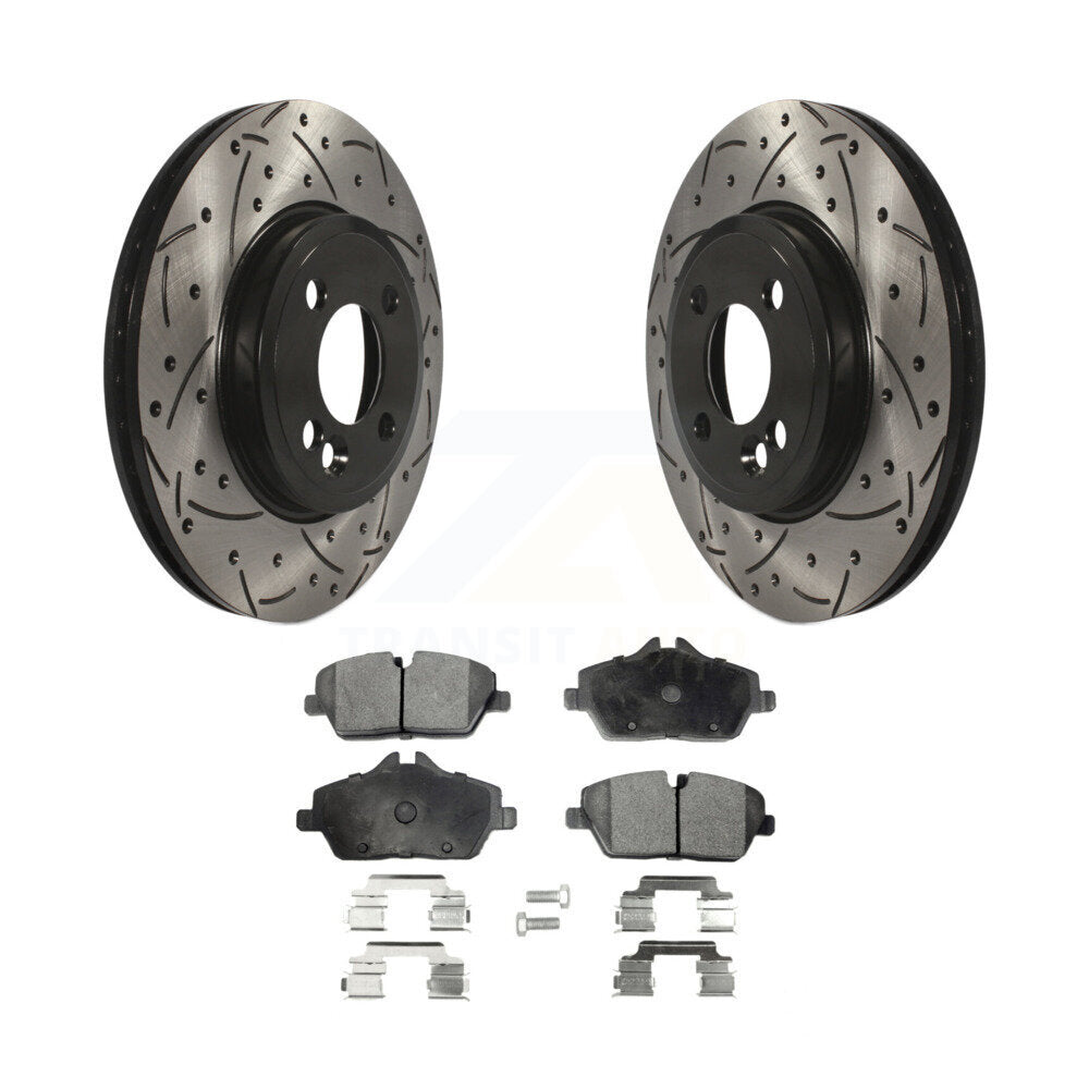 Kit de plaquettes semi-métalliques de Rotor de frein à disque à fente percée à revêtement avant pour Mini Coope