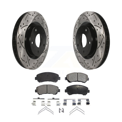 Kit de plaquettes semi-métalliques de rotors de frein à disque de fente de forage avant pour Nissan Rogue Selec