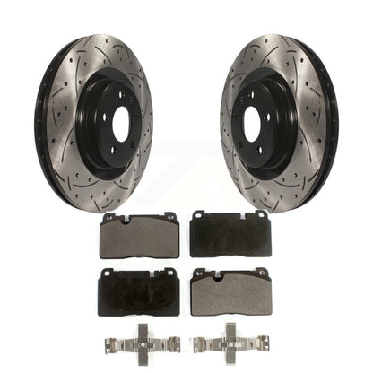 Kit de plaquettes semi-métalliques de rotors de frein à disque fendus percés à revêtement avant pour Audi Q