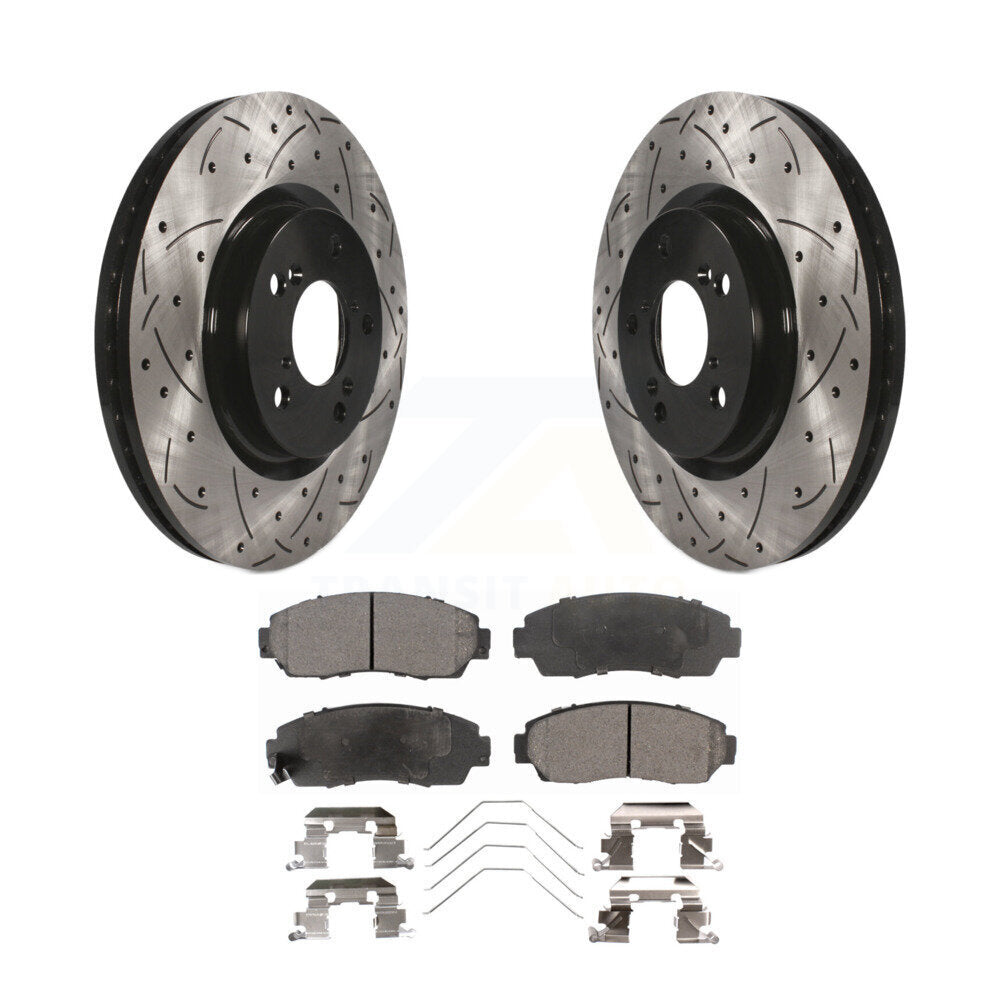 Kit de plaquettes semi-métalliques de Rotor de frein à fente avant percée pour Honda Odysse 2011 – 2014