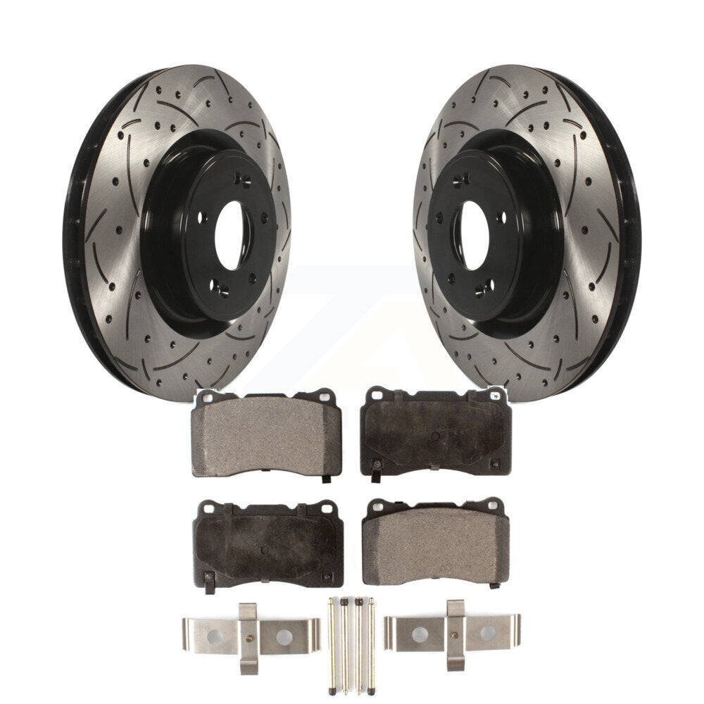 Rotor de frein à fente percée avant et Kit de plaquettes semi-métalliques pour Hyundai Genesis Coup
