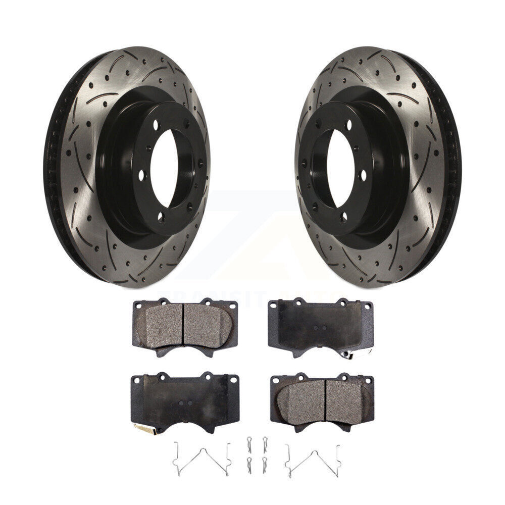 Kit de plaquettes semi-métalliques de Rotor de frein à disque de fente de forage avant pour Toyota 4Runner Lexu