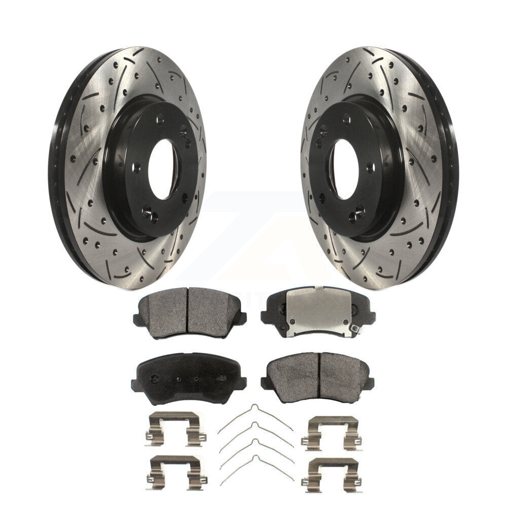 Kit de plaquettes semi-métalliques de Rotor de frein de fente de forage avant pour Kia Forte Hyundai Elantr