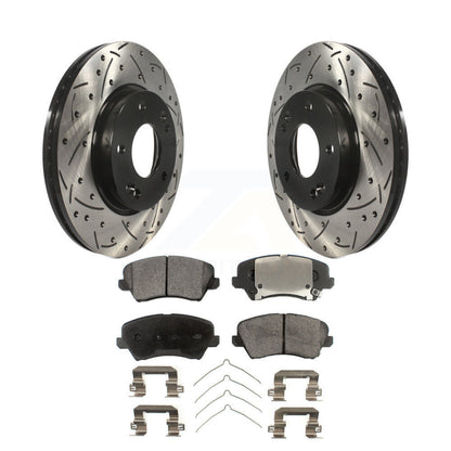Kit de plaquettes semi-métalliques de Rotor de frein de fente de forage avant pour Kia Forte Hyundai Elantr