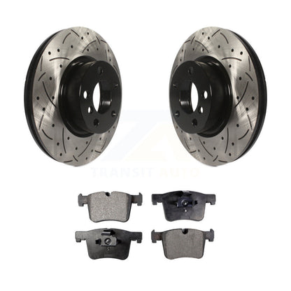 Rotor de frein à disque à fente percée avec revêtement avant et Kit de plaquettes semi-métalliques pour BMW X3 X