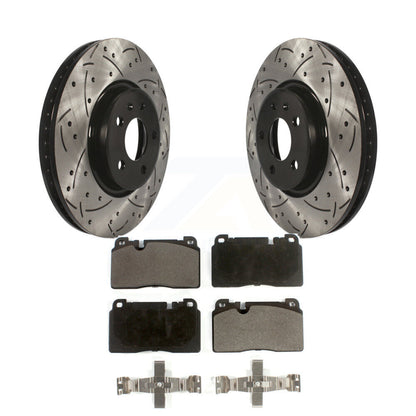 Kit de plaquettes semi-métalliques de rotors de frein à disque fendus percés à revêtement avant pour Audi Q