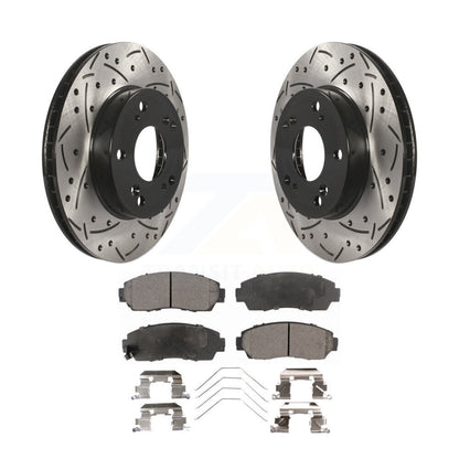 Kit de plaquettes semi-métalliques de Rotor de frein à disque à fente percée avec revêtement avant pour Honda Civi
