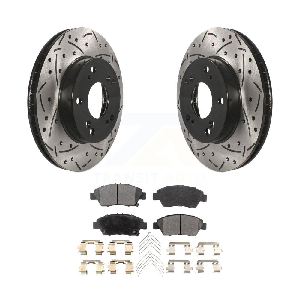 Rotor de frein à fente percée avant et Kit de plaquettes semi-métalliques pour Honda Civic Acura IL
