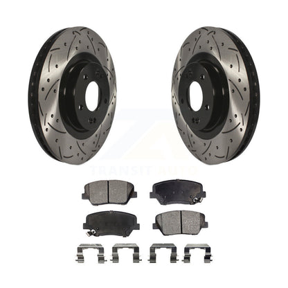 Rotors de frein à fente avant percés, Kit de plaquettes semi-métalliques pour Hyundai Santa Fe Spor