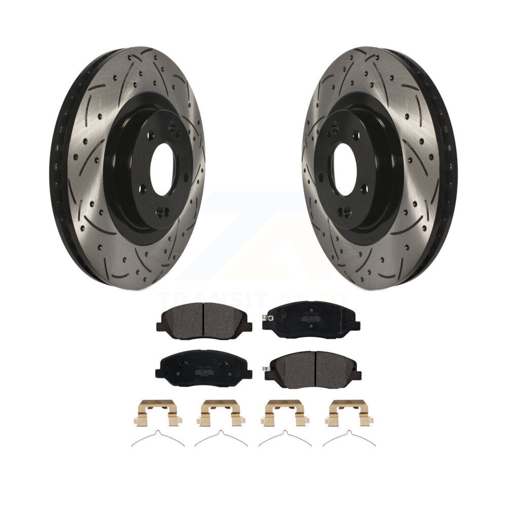 Kit de plaquettes semi-métalliques de Rotors de frein à disque de fente de forage avant pour Hyundai Santa Fe X