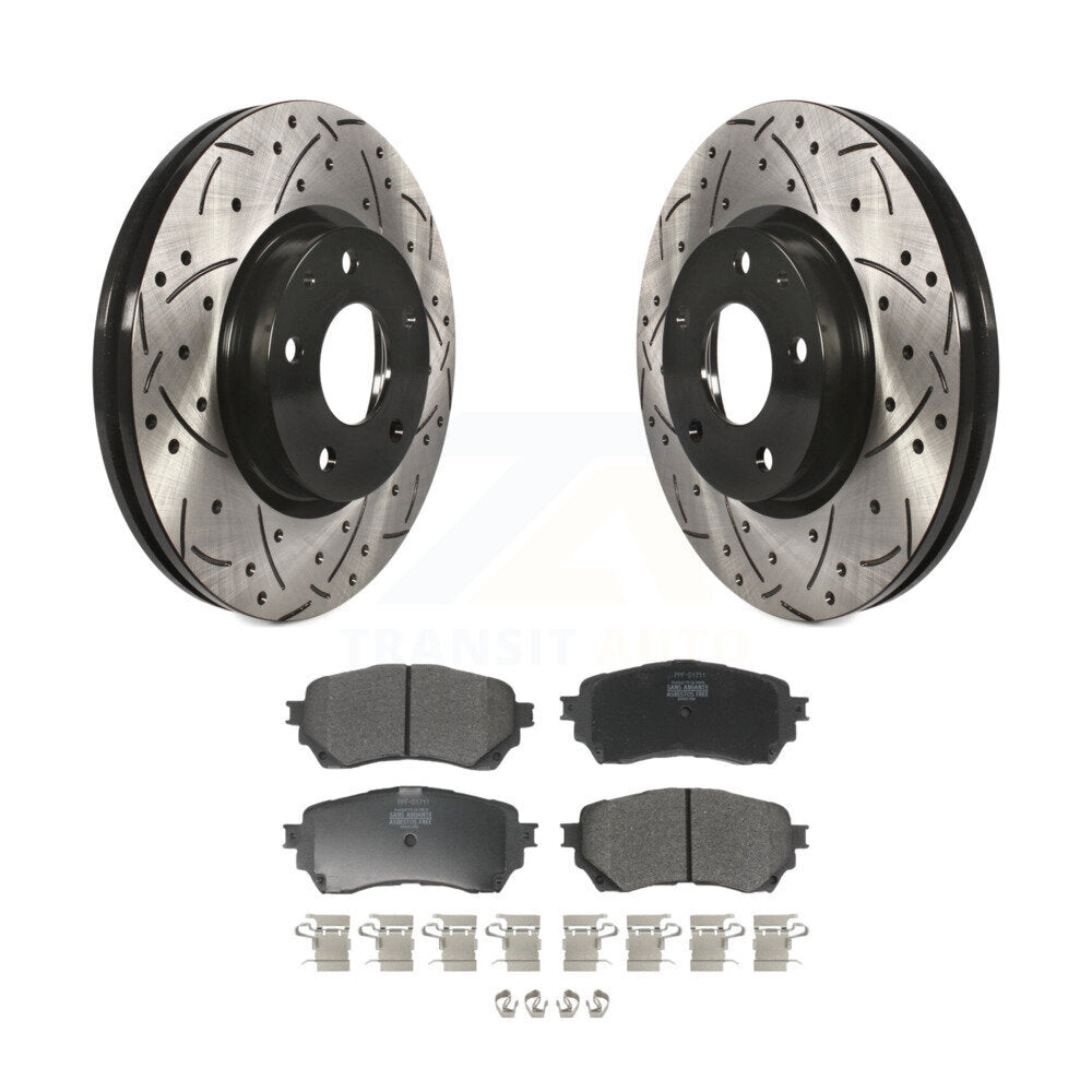 Kit de plaquettes semi-métalliques de rotors de frein à disque fendus percés à revêtement avant pour Mazda