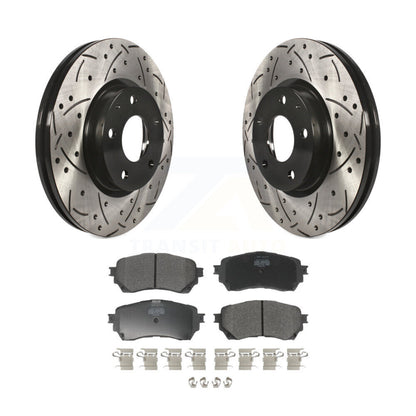 Kit de plaquettes semi-métalliques de rotors de frein à disque fendus percés à revêtement avant pour Mazda