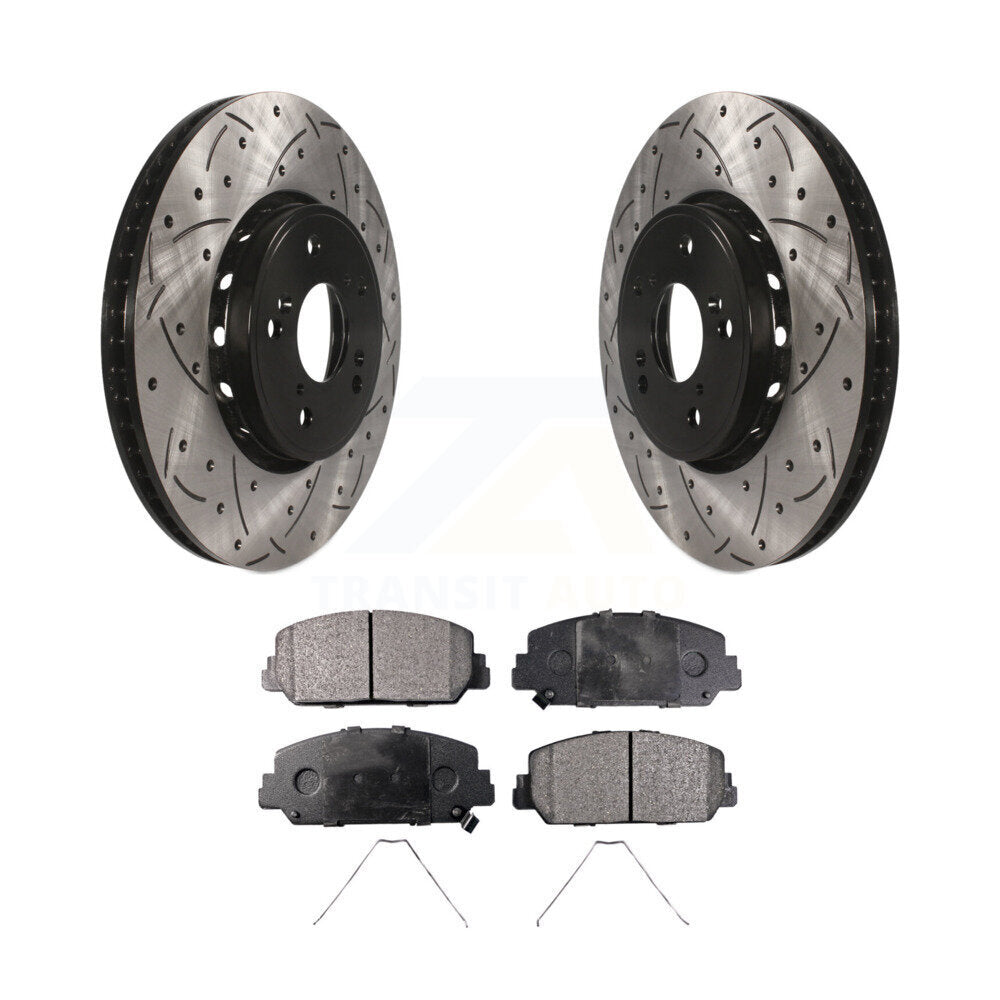 Kit de plaquettes semi-métalliques de Rotor de frein à disque de fente de forage enduit avant pour Acura RDX IL