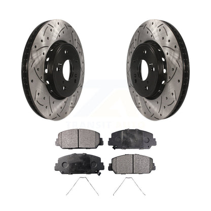 Kit de plaquettes semi-métalliques de Rotor de frein à disque de fente de forage enduit avant pour Acura RDX IL