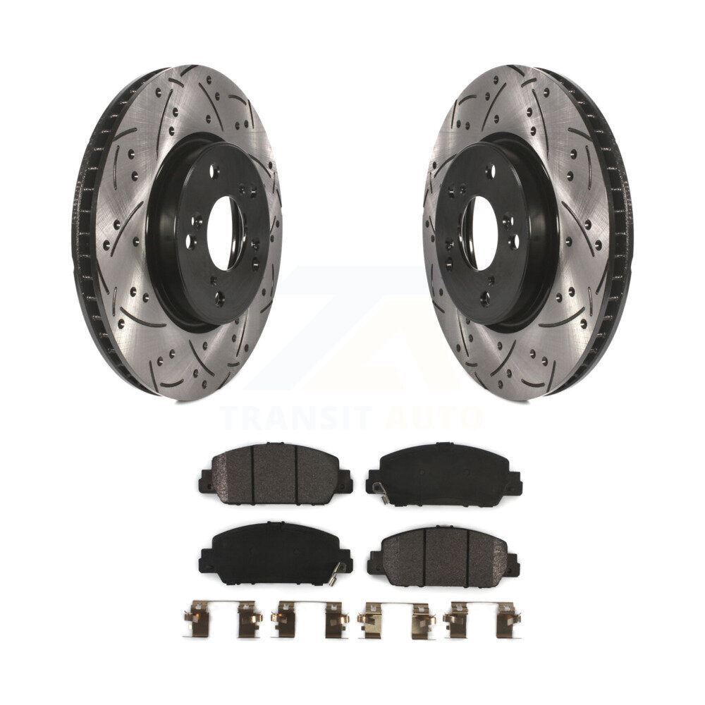 Kit de plaquettes semi-métalliques de Rotors de frein à disque de fente de forage enduit avant pour Honda Accor