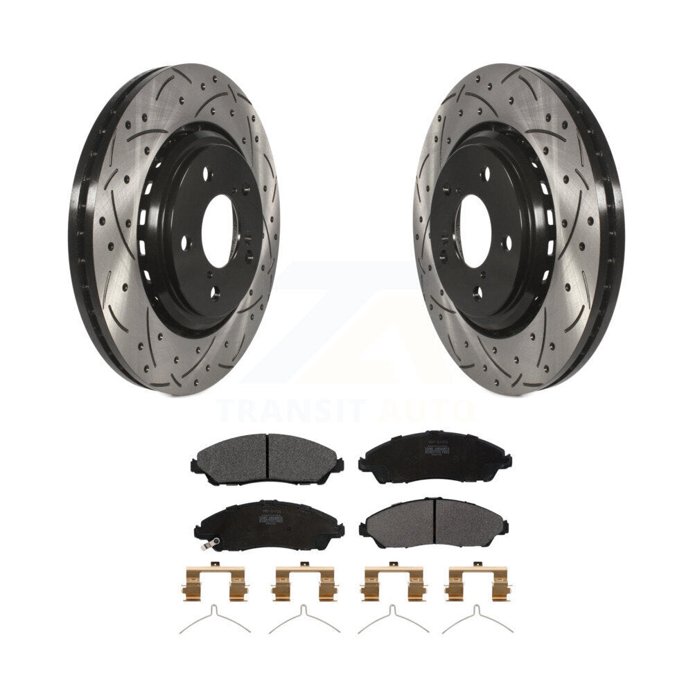 Kit de plaquettes semi-métalliques de Rotor de frein de fente de forage avant pour Honda Pilot Ridgeline MD