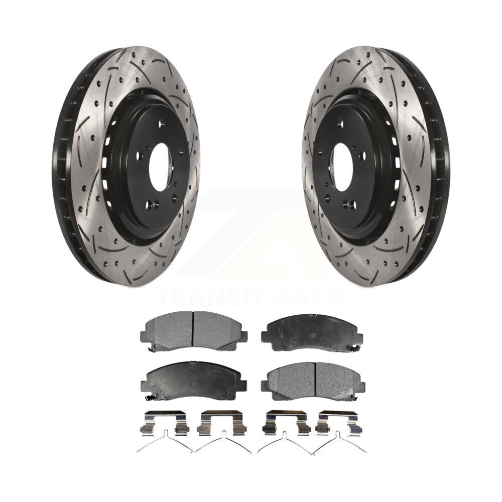 Kit de plaquettes semi-métalliques de rotors de frein à disque de fente de forage avant pour Acura TL 2015-2020