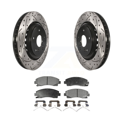 Kit de plaquettes semi-métalliques de rotors de frein à disque de fente de forage avant pour Acura TL 2015-2020