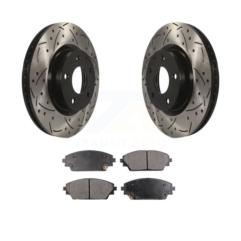 Kit de plaquettes semi-métalliques de Rotor de frein à disque à fente avant percée pour Mazda 3 CX-3 Spor