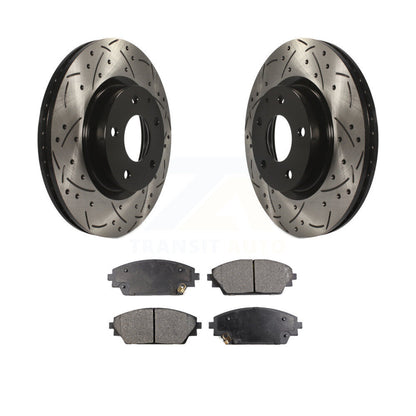 Kit de plaquettes semi-métalliques de Rotor de frein à disque à fente avant percée pour Mazda 3 CX-3 Spor