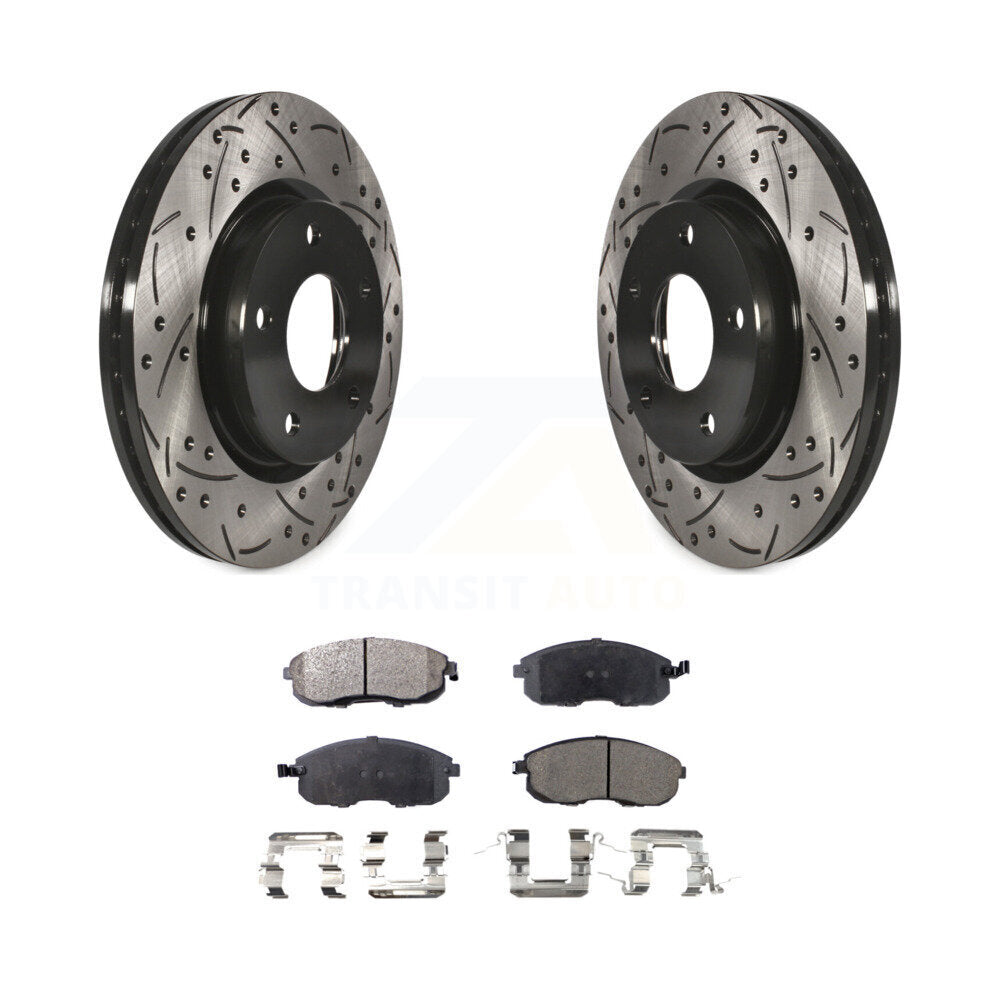 Kit de plaquettes semi-métalliques de Rotor de frein à disque de fente de forage enduit avant pour Nissan Sentr
