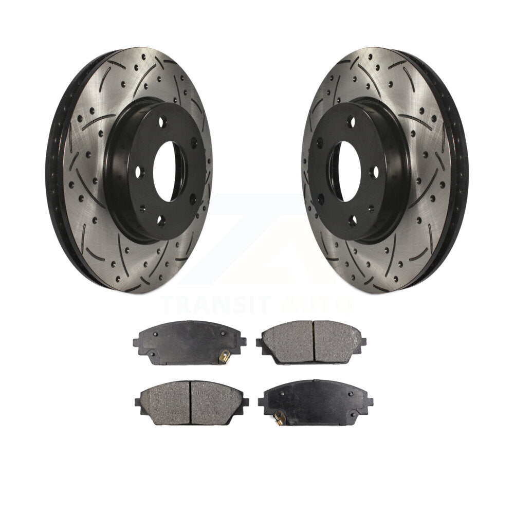 Kit de plaquettes semi-métalliques de Rotor de frein à disque à fente avant percée pour Mazda 3 CX-3 Spor