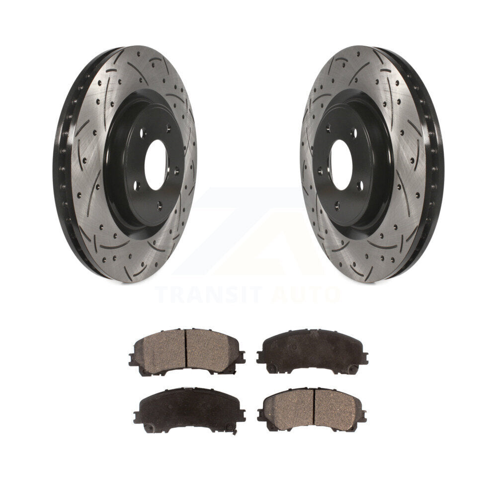 Kit de plaquettes semi-métalliques de rotors de frein à disque de fente de forage enduit avant pour Nissan Rogu