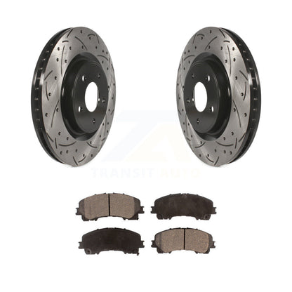 Kit de plaquettes semi-métalliques de rotors de frein à disque de fente de forage enduit avant pour Nissan Rogu