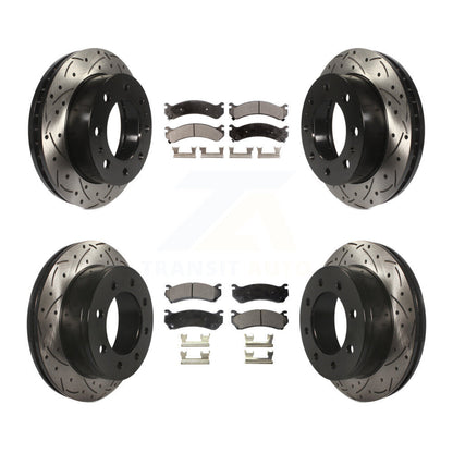 Kit de plaquettes semi-métalliques de Rotor de frein de fente de forage avant et arrière pour Chevrolet GMC Sierr