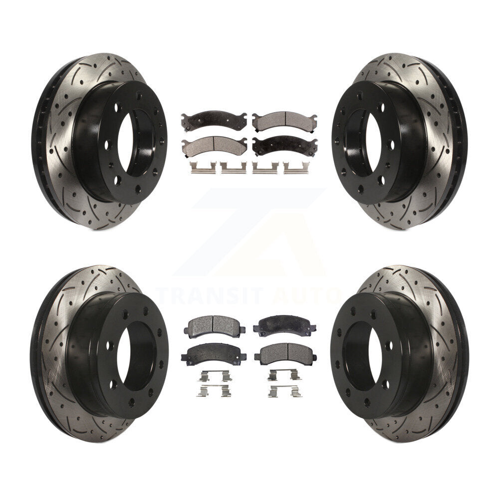 Kit de plaquettes semi-métalliques de Rotor de frein à disque de fente de forage avant et arrière pour GMC Savana 250