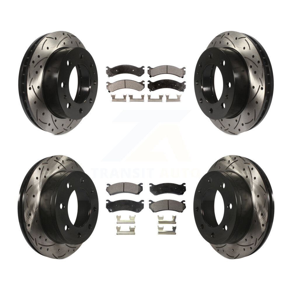 Kit de plaquettes semi-métalliques de Rotor de frein de fente de forage avant et arrière pour Chevrolet GMC Sierr