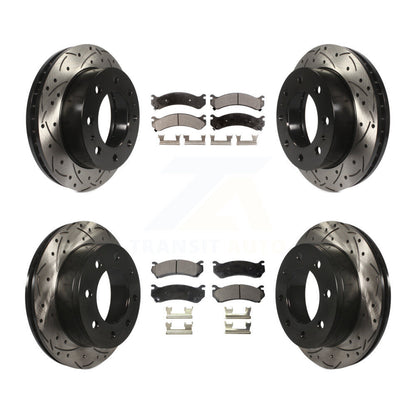 Kit de plaquettes semi-métalliques de Rotor de frein de fente de forage avant et arrière pour Chevrolet GMC Sierr