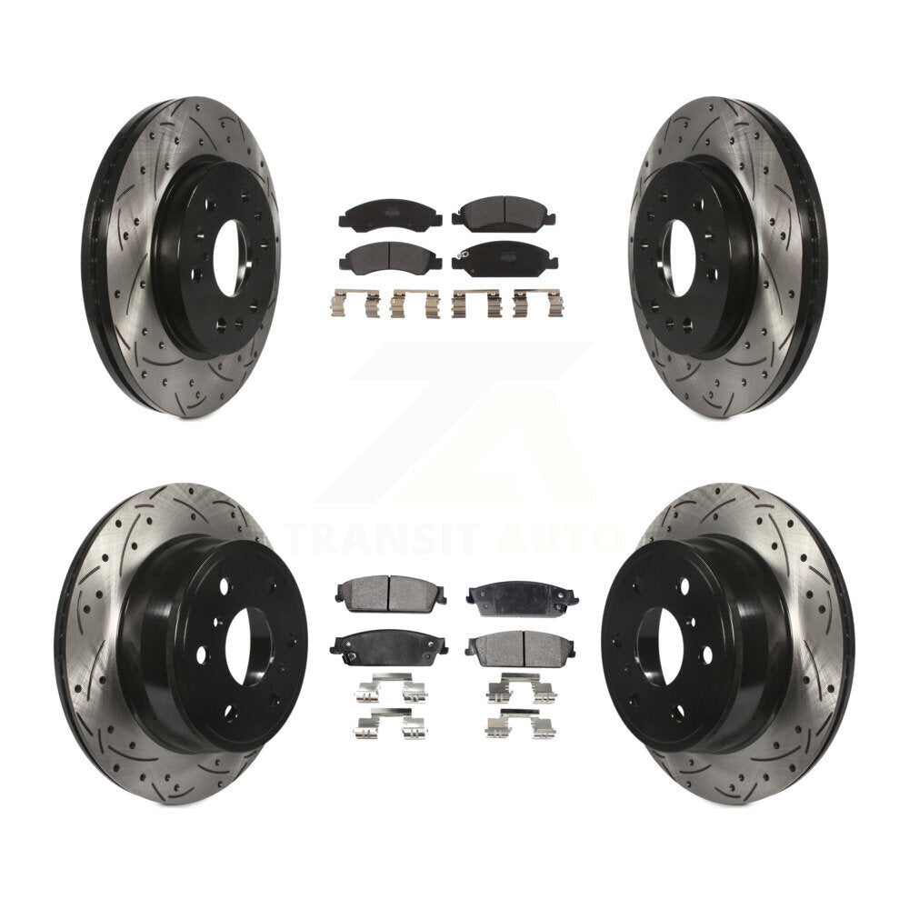 Kit de plaquettes semi-métalliques de Rotor de frein de fente de forage avant et arrière pour Chevrolet GMC Sierr
