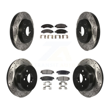 Kit de plaquettes semi-métalliques de Rotor de frein de fente de forage avant et arrière pour Chevrolet GMC Sierr