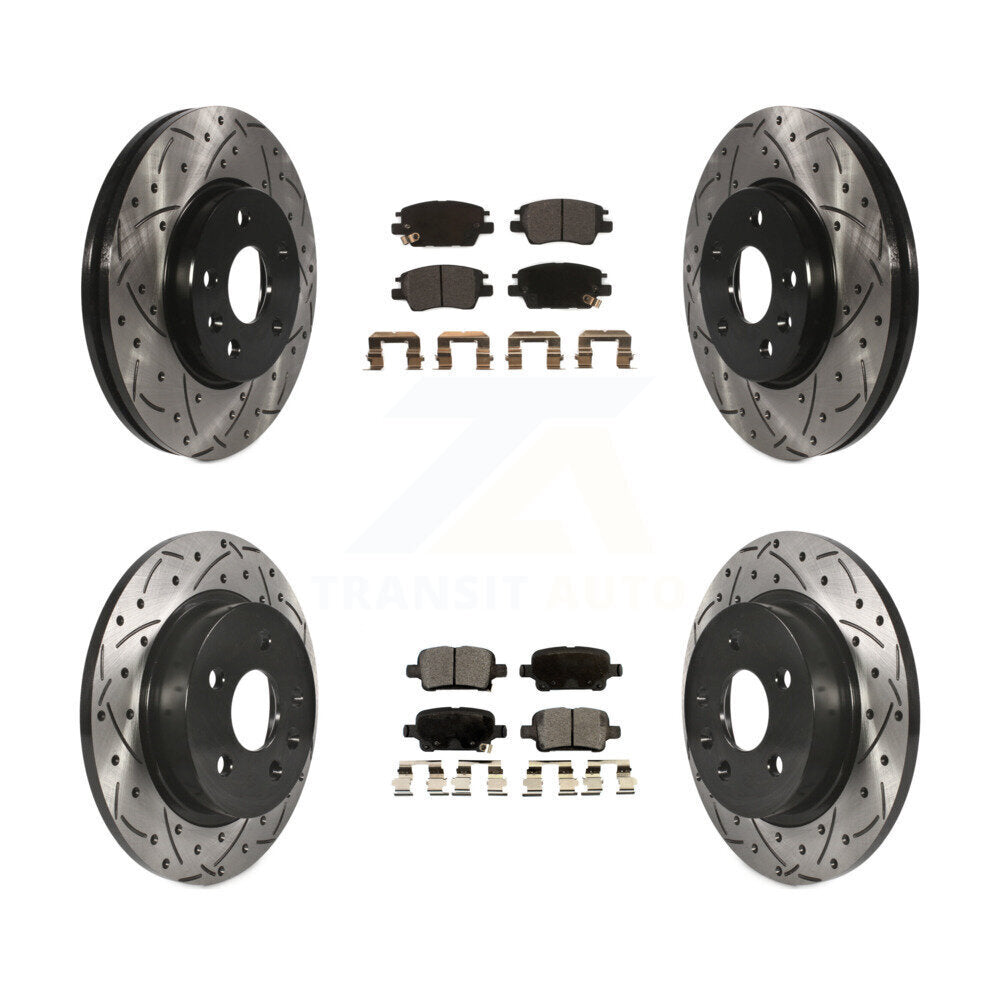 Kit de plaquettes semi-métalliques de Rotor de frein à disque de fente de forage avant et arrière pour Chevrolet Cruz