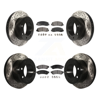 Kit de plaquettes semi-métalliques de Rotor de frein de fente de forage avant et arrière pour Ford F-350 Super 4W