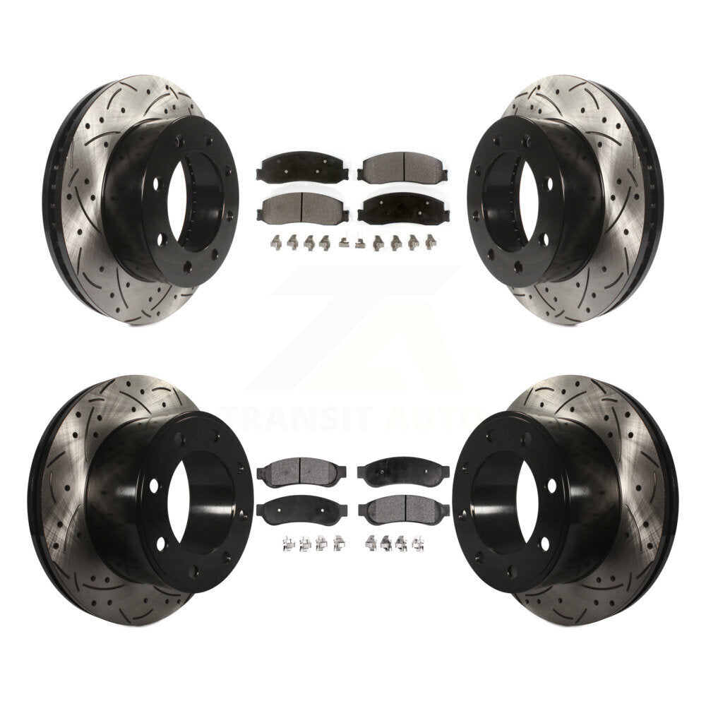 Kit de plaquettes semi-métalliques de Rotor de frein de fente de forage avant et arrière pour Ford F-250 Super 4W