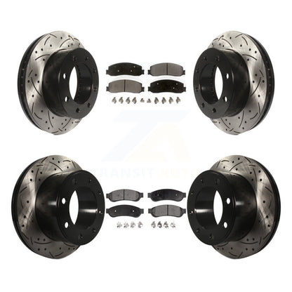 Kit de plaquettes semi-métalliques de Rotor de frein de fente de forage avant et arrière pour Ford F-250 Super 4W