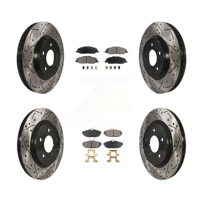 Rotors de frein à disque à fente avant et arrière, Kit de plaquettes semi-métalliques pour Ford Mustang