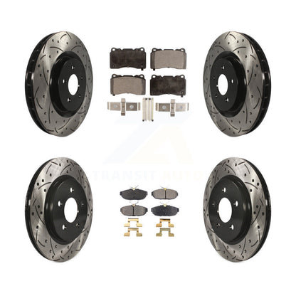 Rotors de frein à disque à fente avant et arrière, Kit de plaquettes semi-métalliques pour Ford Mustang