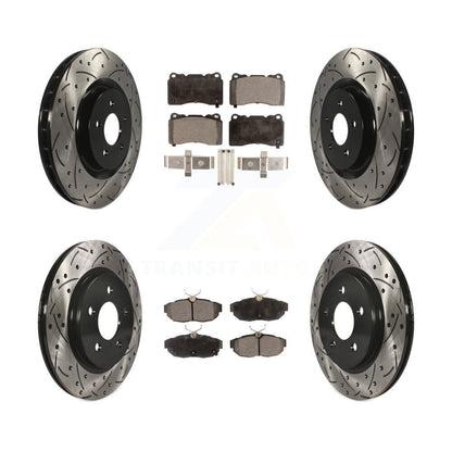 Rotors de frein à disque à fente avant et arrière, Kit de plaquettes semi-métalliques pour Ford Mustang
