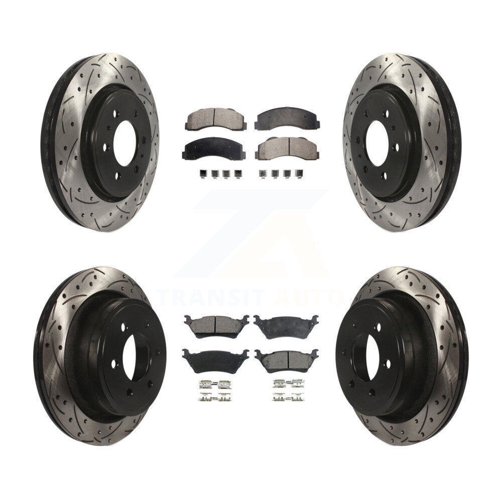 Kit de plaquettes semi-métalliques pour Rotor de frein à disque, fente de perçage pour manteau avant et arrière, pour Ford F-15