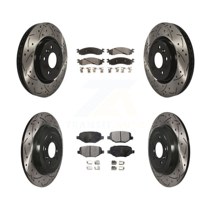 Kit de plaquettes semi-métalliques de Rotor de frein à disque de fente de forage avant et arrière pour Ford Taurus SH