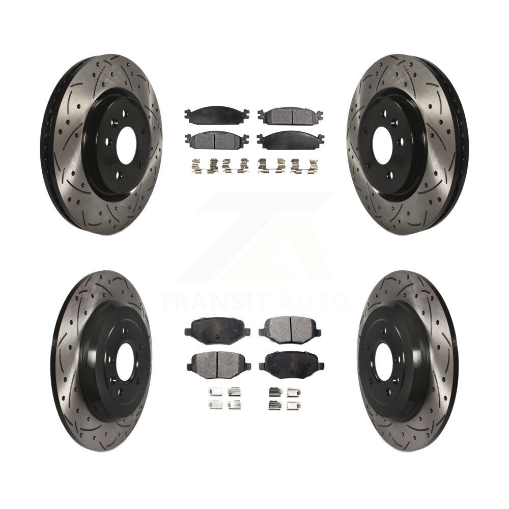 Kit de plaquettes de frein semi-métalliques pour rotors de frein à fente avant et arrière pour Lincoln MK 09-10