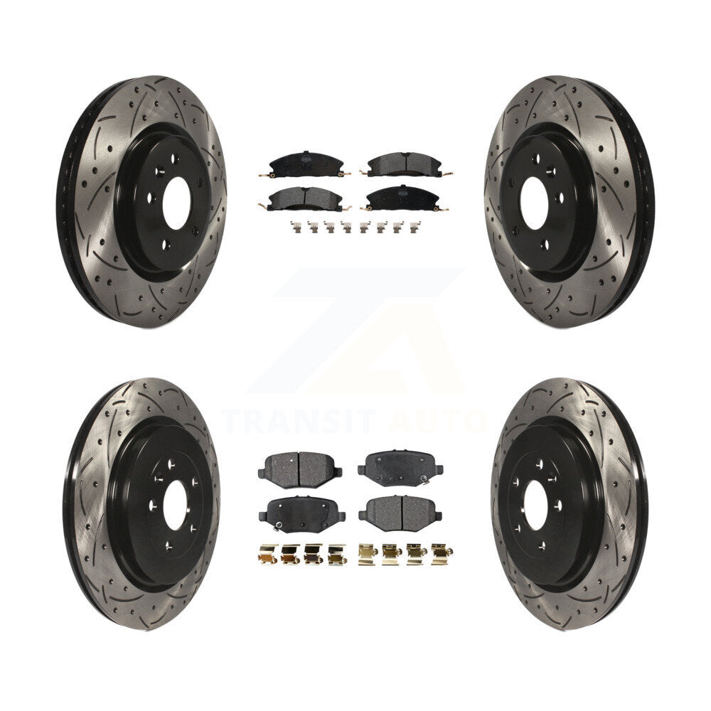 Kit de plaquettes semi-métalliques de rotors de frein de fente de forage avant et arrière pour Ford Explorer Spor