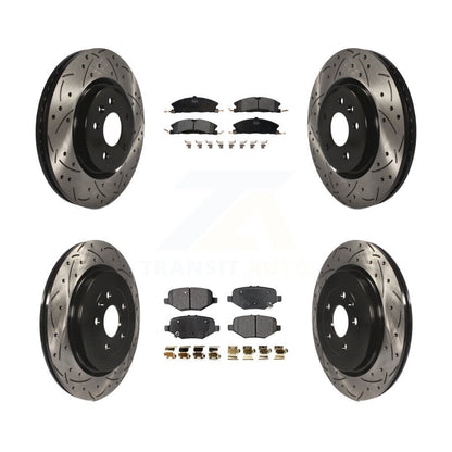 Kit de plaquettes semi-métalliques de rotors de frein de fente de forage avant et arrière pour Ford Explorer Spor