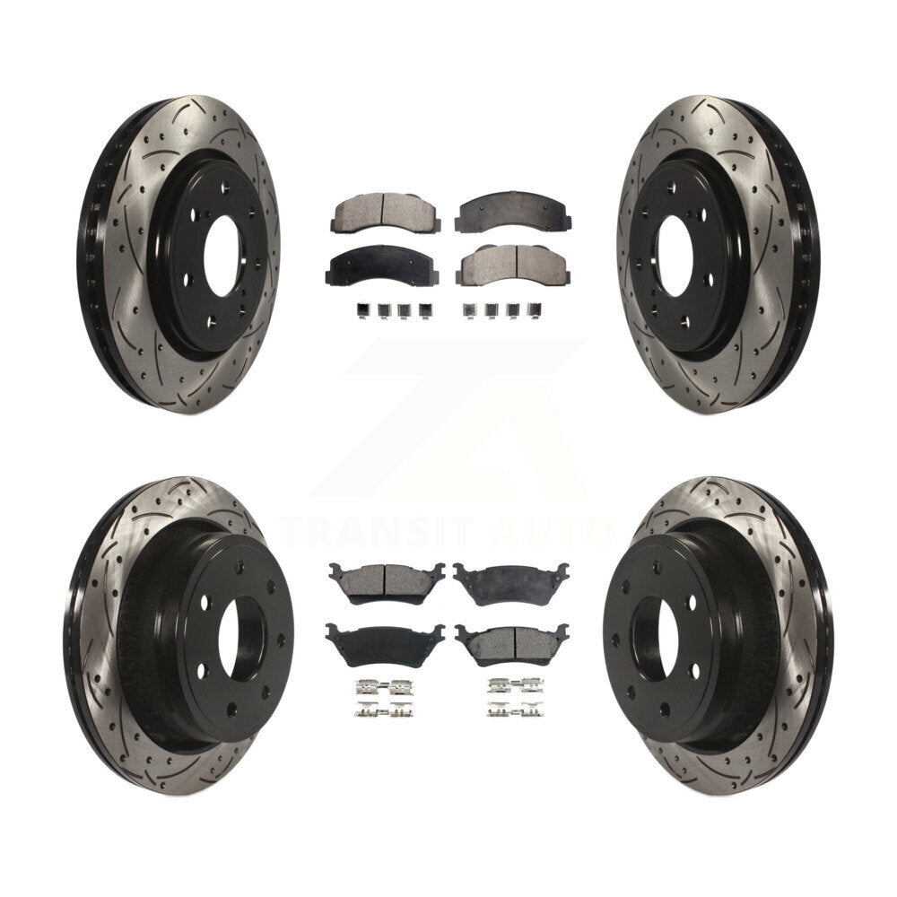 Kit de plaquettes semi-métalliques pour Rotor de frein à disque, fente de perçage pour manteau avant et arrière, pour Ford F-15